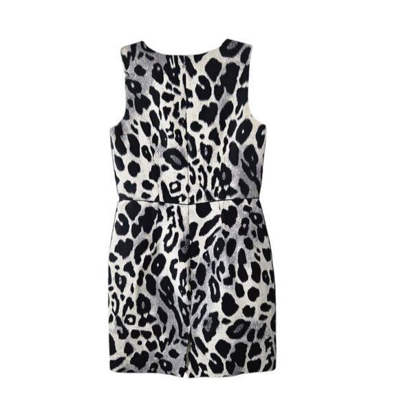Ann Taylor Size 8 Dress Sleeveless Lined Tailored Animal Print Black Grays - Picture 3 of 6